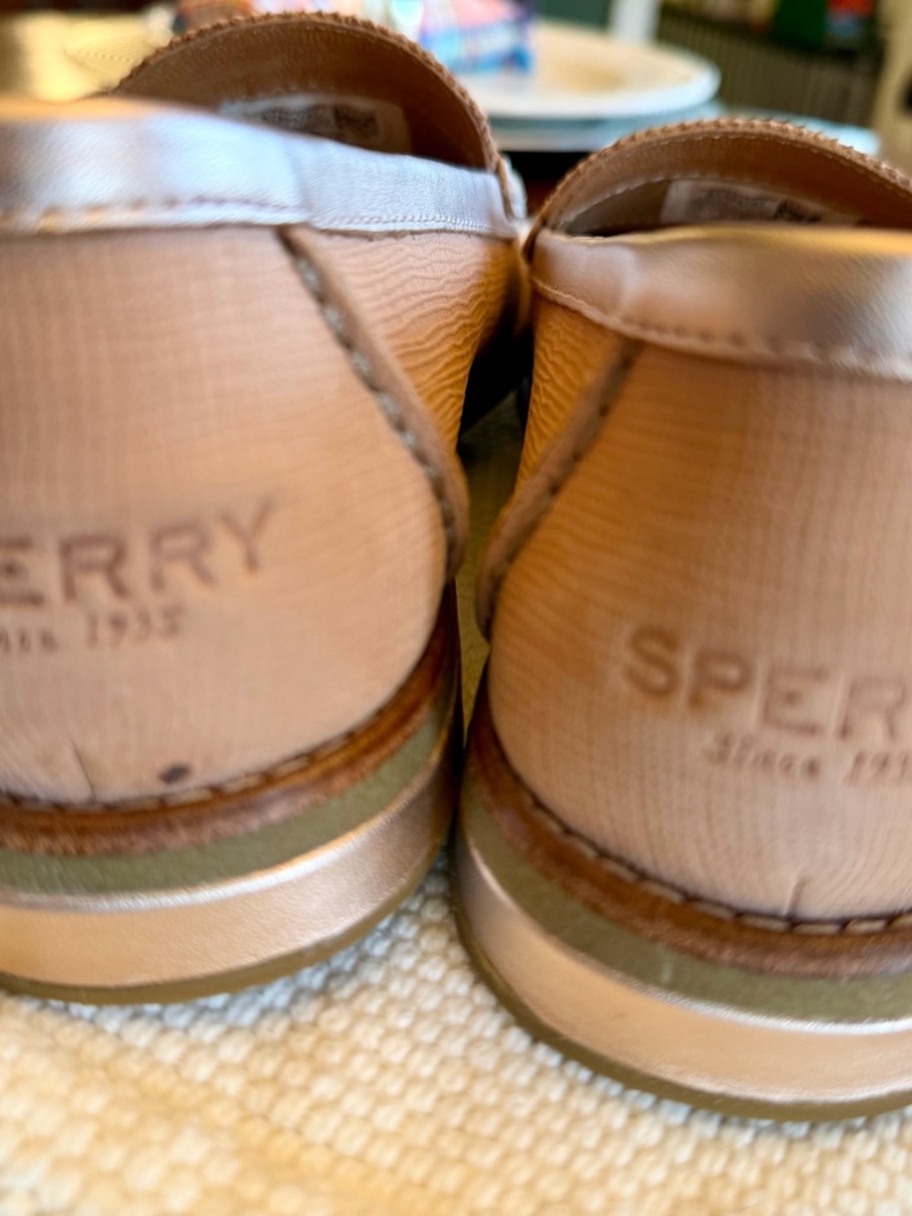Sperry Blush Pink and Metallic Silver Penny Loafers - Picture 4 of 4
